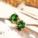 Classic Four Claw Tsavorite Yellow Gold Studs