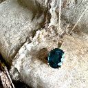 Classic Oval Cut Double Claw London Blue Topaz Yellow Gold Pendant