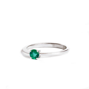 Classic Slightly Tapered White Gold Emerald Ring