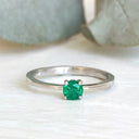 Classic Slightly Tapered White Gold Emerald Ring