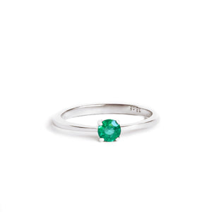 Classic Slightly Tapered White Gold Emerald Ring
