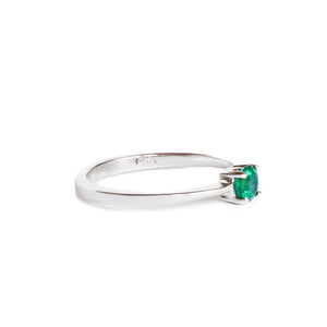 Classic Slightly Tapered White Gold Emerald Ring
