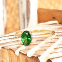Classic Solitaire Oval Tsavorite Yellow Gold Ring