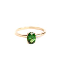 Classic Solitaire Oval Tsavorite Yellow Gold Ring