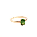 Classic Solitaire Oval Tsavorite Yellow Gold Ring