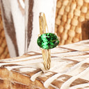 Classic Solitaire Oval Tsavorite Yellow Gold Ring