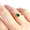 Classic Solitaire Oval Tsavorite Yellow Gold Ring