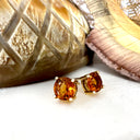 Classic Yellow Gold Four Claw Citrine Studs
