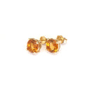Classic Yellow Gold Four Claw Citrine Studs