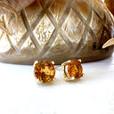 Classic Yellow Gold Four Claw Citrine Studs