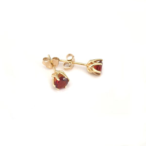 Classic Yellow Gold Six Claw Garnet Studs