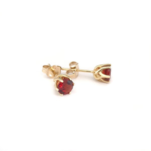 Classic Yellow Gold Six Claw Garnet Studs