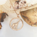 Contemporary Circular Giraffe Diamond and Rose Gold Pendant