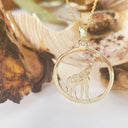 Contemporary Circular Giraffe Diamond and Yellow Gold Pendant