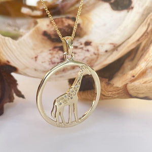 Contemporary Circular Giraffe Diamond and Yellow Gold Pendant