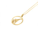 Contemporary Circular Giraffe Diamond and Yellow Gold Pendant