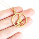 Contemporary Circular Giraffe Diamond and Yellow Gold Pendant