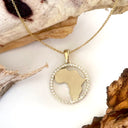 Contemporary Diamond Circular Africa Yellow Gold Pendant