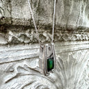 Contemporary Green Tourmaline and Diamond White Gold Pendant