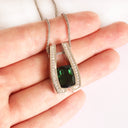 Contemporary Green Tourmaline and Diamond White Gold Pendant