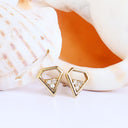 White Diamond Yellow Gold Earrings