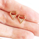 White Diamond Yellow Gold Earrings