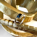 Contemporary Twisted Shoulder White Gold Octagonal Sapphire Ring