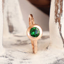 Cosmic Bezel Set Green Tsavorite Rose Gold Ring