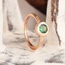 Cosmic Bezel Set Green Tsavorite Rose Gold Ring