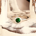 Cosmic Bezel Set Green Tsavorite White Gold Ring