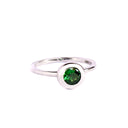 Cosmic Bezel Set Green Tsavorite White Gold Ring