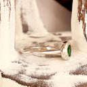 Cosmic Bezel Set Green Tsavorite White Gold Ring