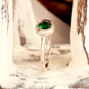 Cosmic Bezel Set Green Tsavorite White Gold Ring