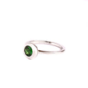 Cosmic Bezel Set Green Tsavorite White Gold Ring