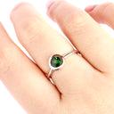 Cosmic Bezel Set Green Tsavorite White Gold Ring