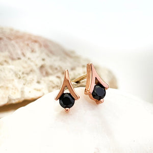 Rose gold black diamond studs