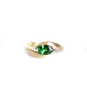 Curvaceous Split Band Oval Tsavorite Yellow Gold Ring