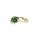 Curvaceous Split Band Oval Tsavorite Yellow Gold Ring