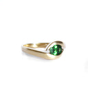 Curvaceous Split Band Oval Tsavorite Yellow Gold Ring