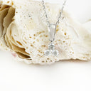 Subtle Triangular Trilogy White Diamond White Gold Pendant