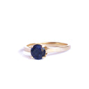Cutie Pie Solitaire Blue Sapphire Four Claw Yellow Gold Ring