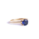 Cutie Pie Solitaire Blue Sapphire Four Claw Yellow Gold Ring