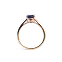 Cutie Pie Solitaire Blue Sapphire Four Claw Yellow Gold Ring