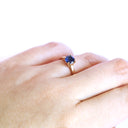 Cutie Pie Solitaire Blue Sapphire Four Claw Yellow Gold Ring