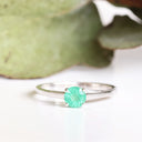 Cutie Pie Solitaire Emerald Four Claw White Gold Ring