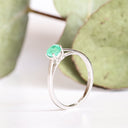 Cutie Pie Solitaire Emerald Four Claw White Gold Ring