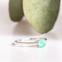 Cutie Pie Solitaire Emerald Four Claw White Gold Ring