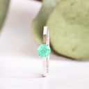 Cutie Pie Solitaire Emerald Four Claw White Gold Ring