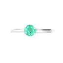 Cutie Pie Solitaire Emerald Four Claw White Gold Ring