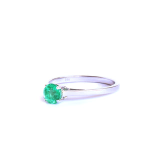 Cutie Pie Solitaire Emerald Four Claw White Gold Ring